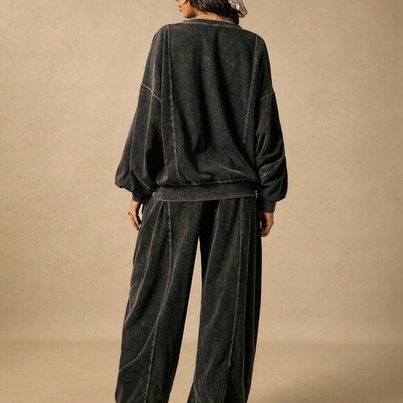 Casual Women's loose Trousers & Sweatshirt Two-Piece set - Picture 3 of 8